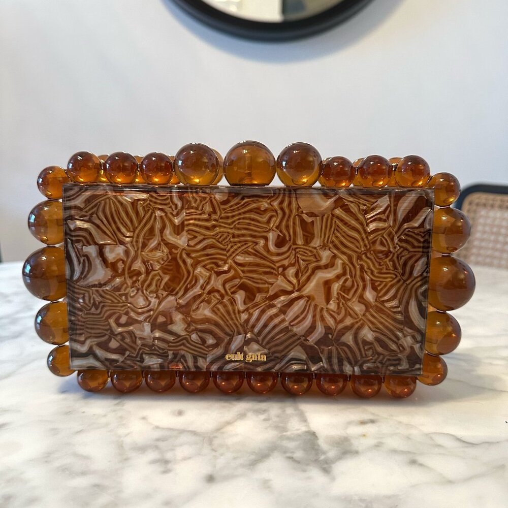 Cult Gaia - Eos Marble Amber Acrylic Clutch